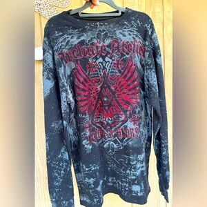 Archaic Black Red Graphic Cross Saints Demons long sleeve XL